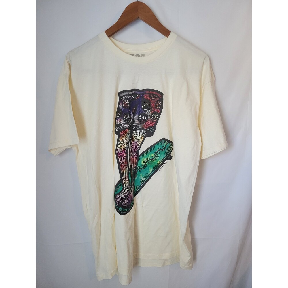 Skateboard Legs Art Graphic T-Shirt Men's X-Large Cream Skate Streetwear